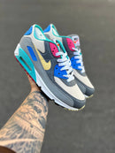 Nike AirMax 90 Cinza c/ Azul e Verde Água