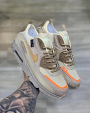 Nike AirMax 90 Bege c/ Marrom e Laranja