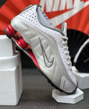 Nike Shox R4 Branco c/ Prata e Vermelho