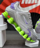 Nike Shox 12 Molas TL Cinza c/ Roxo e Verde Limao
