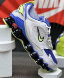 Nike Shox 12 Molas TL Branco c/ Azul e Verde Limao