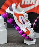 Nike Shox 12 Molas TL Branco c/ Laranja e Roxo