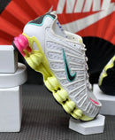 Nike Shox 12 Molas Retrô Branco c/ Amarelo e Verde Água