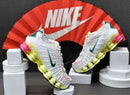 Nike Shox 12 Molas Retrô Branco c/ Amarelo e Verde Água