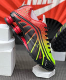 Nike Shox R4 Vermelho c/ Preto e Verde Limão