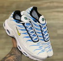 Nike AirMax TN Plus Branco c/ Azul e Amarelo